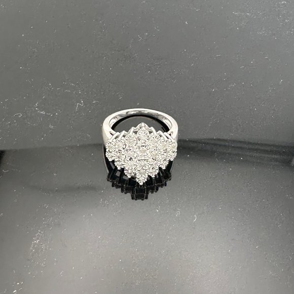 Beautiful 1/2 Carat Natural Diamond Cluster Ring in Sterling Silver - Picture 16 of 16